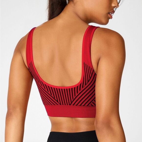 RARE Fabletics Persimmon/Black Ribbed Seamless Low Impact Sports Bra | Size: XS - Picture 3 of 8